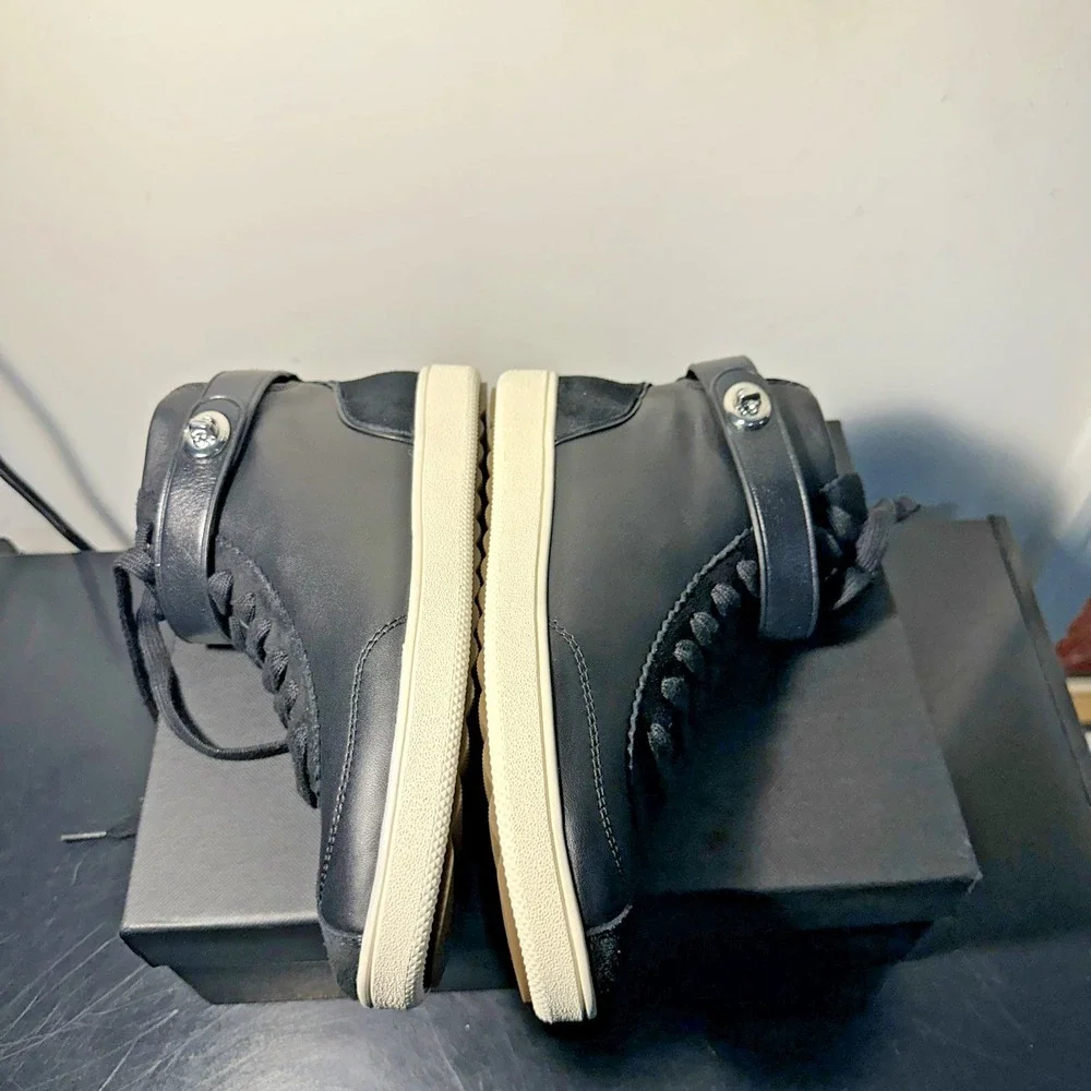 Coach Women Size 7.5M Sheep Nappa Suede‎ High Top Sneakers Shoes Black C213